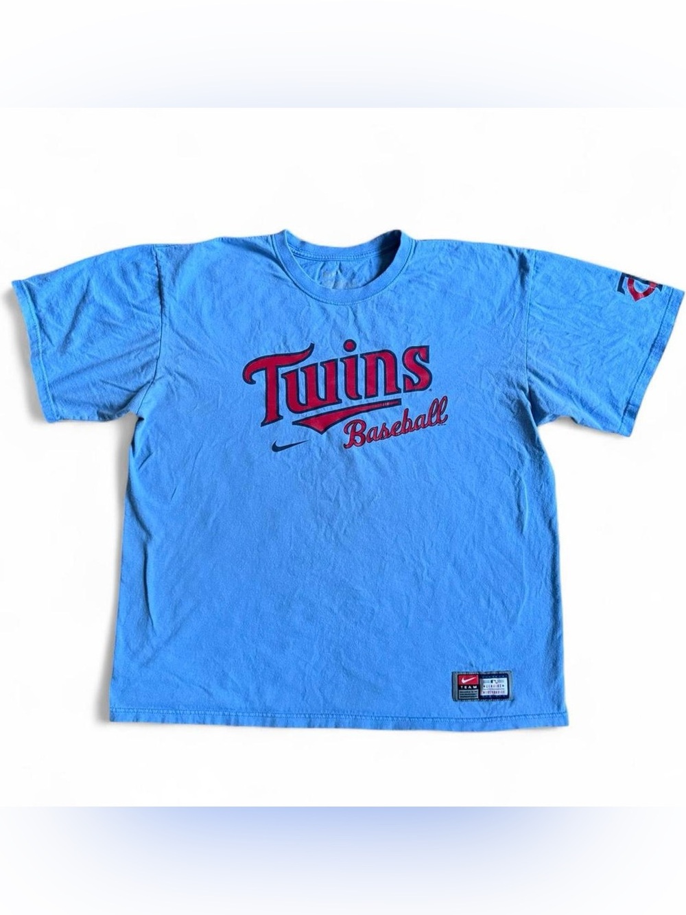 Nike Light Blue "Twins Baseball" Short Sleeve Tee with Red Logo
